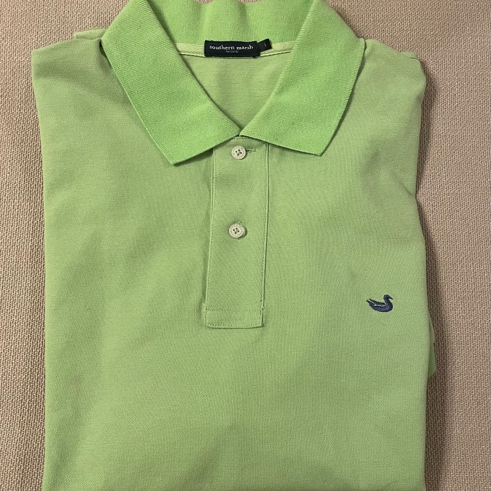 Southern Marsh‎ Polo Shirt Mens Large Lime Green Short Sleeve Performance